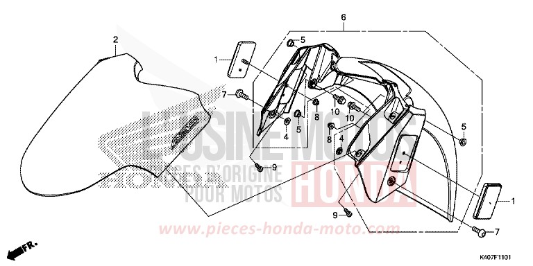 FRONT FENDER (NSS125ADK) for Forza 125 MAT CYNOS GRAY METALLIC (NH312) from 2019